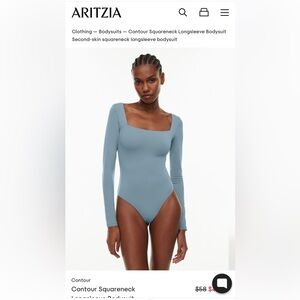 NWT Aritzia Babaton Contour Square neck Long sleeve Bodysuit